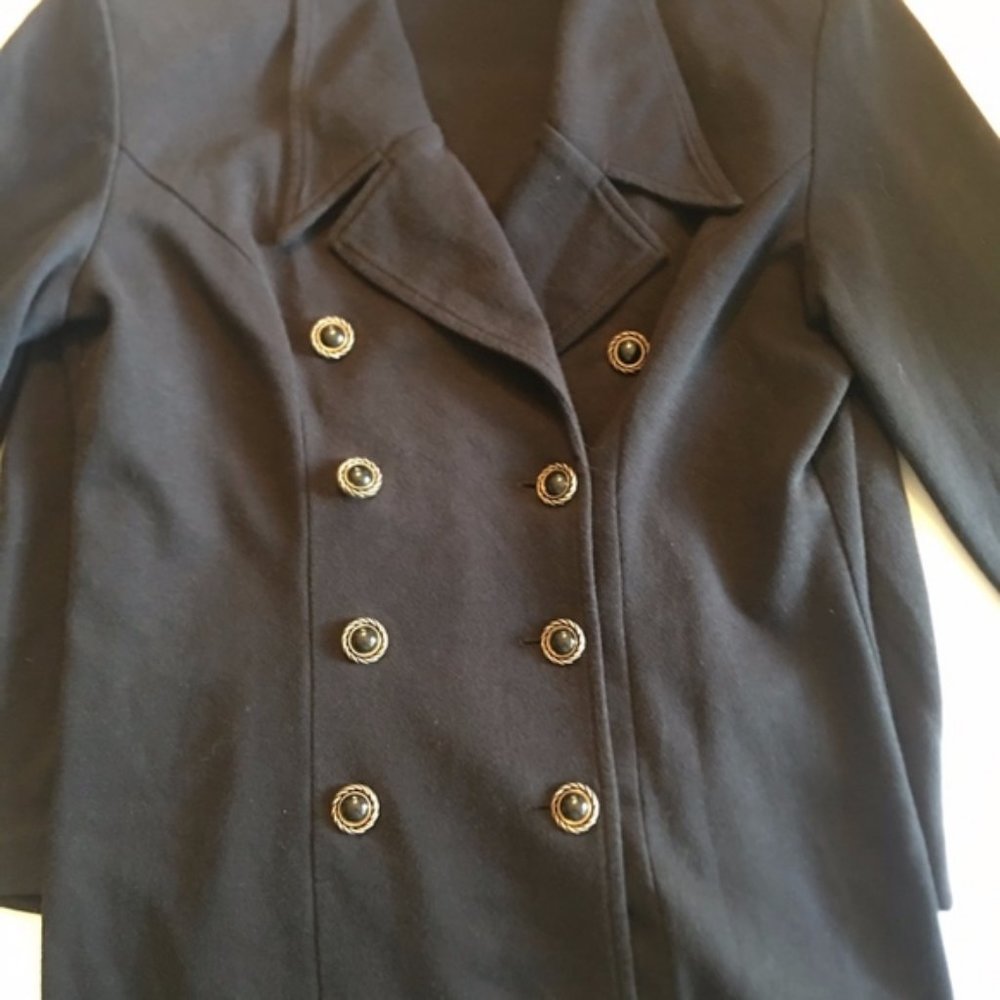Moda Internat'l 2 Pc Short Set Long Sleeve Jacket Black Sz 10 #341